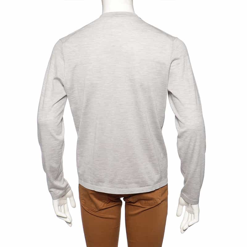 MANRICO CASHMERE カシミヤロングスリーブニットプルオーバー LIGHT GRAY