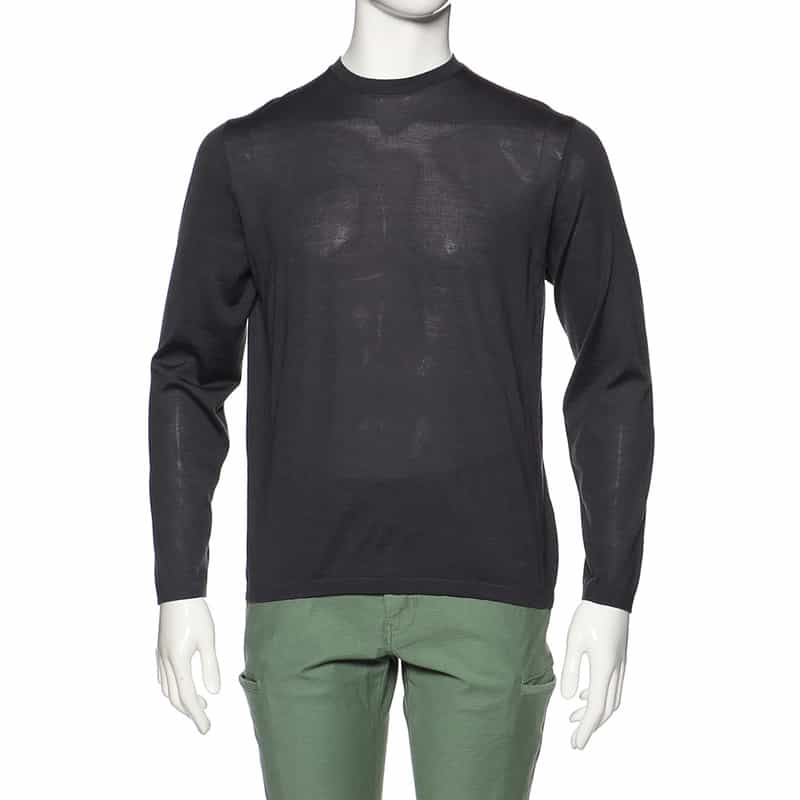 MANRICO CASHMERE カシミヤロングスリーブニットプルオーバー DARK GRAY