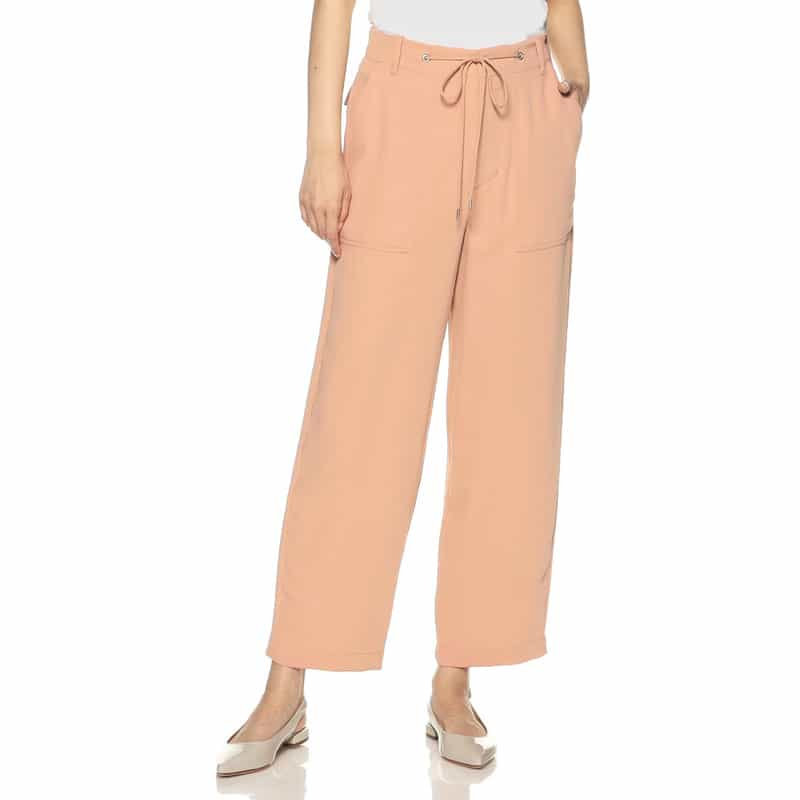 BARNEYS NEW YORK ウォッシャブルドローストリングワイドパンツ LIGHT PINK