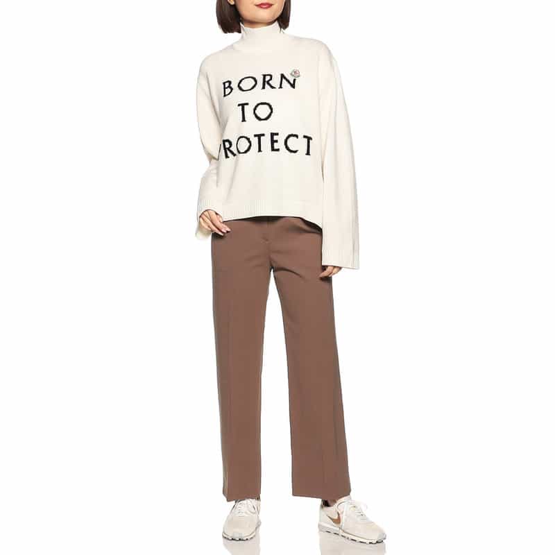 BARNEYS NEW YORK ウォッシャブルセンタープレス入りジャージーパンツ BROWN