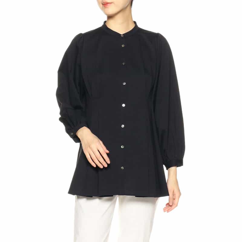 BARNEYS NEW YORK ウォッシャブルジャージーブラウス NAVY