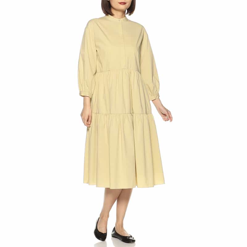 BARNEYS NEW YORK ウォッシャブルティアードシャツドレス LIGHT YELLOW