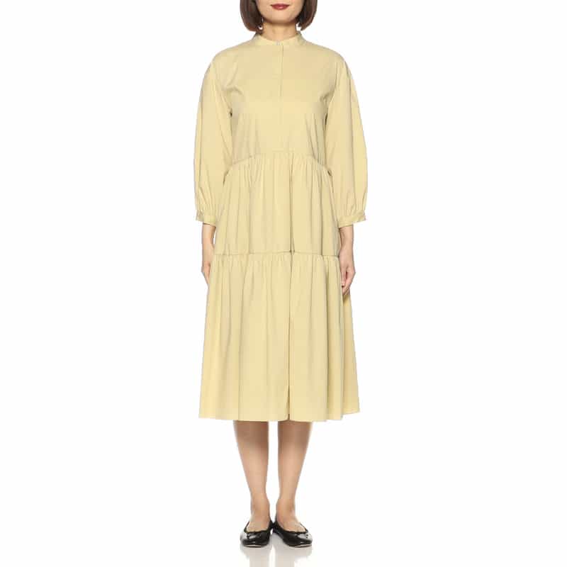 BARNEYS NEW YORK ウォッシャブルティアードシャツドレス LIGHT YELLOW
