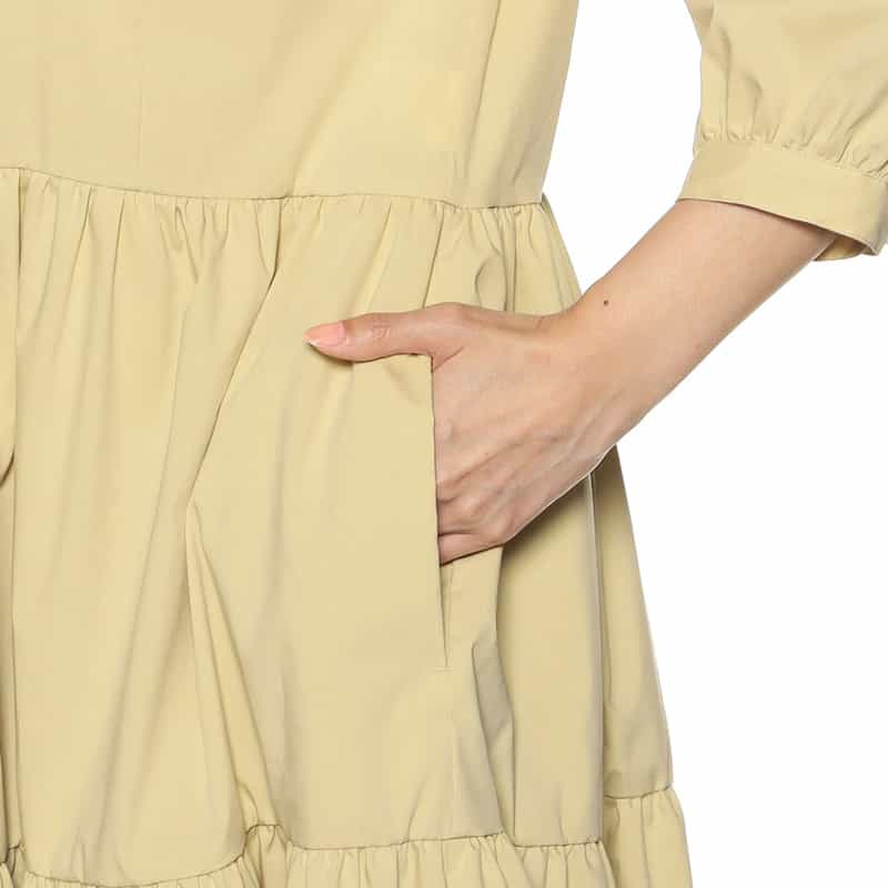 BARNEYS NEW YORK ウォッシャブルティアードシャツドレス LIGHT YELLOW