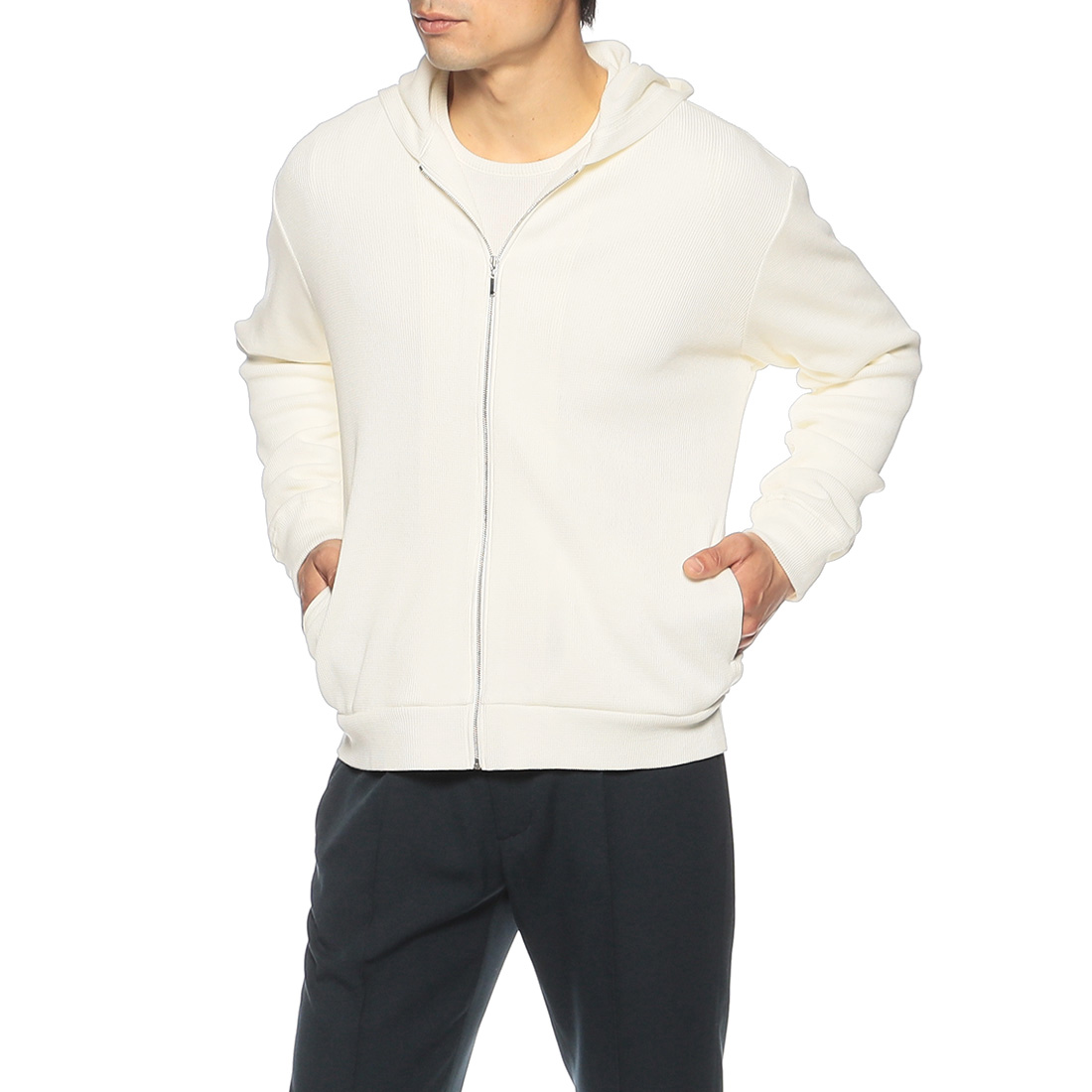 コットンカシミヤジップアップパーカ