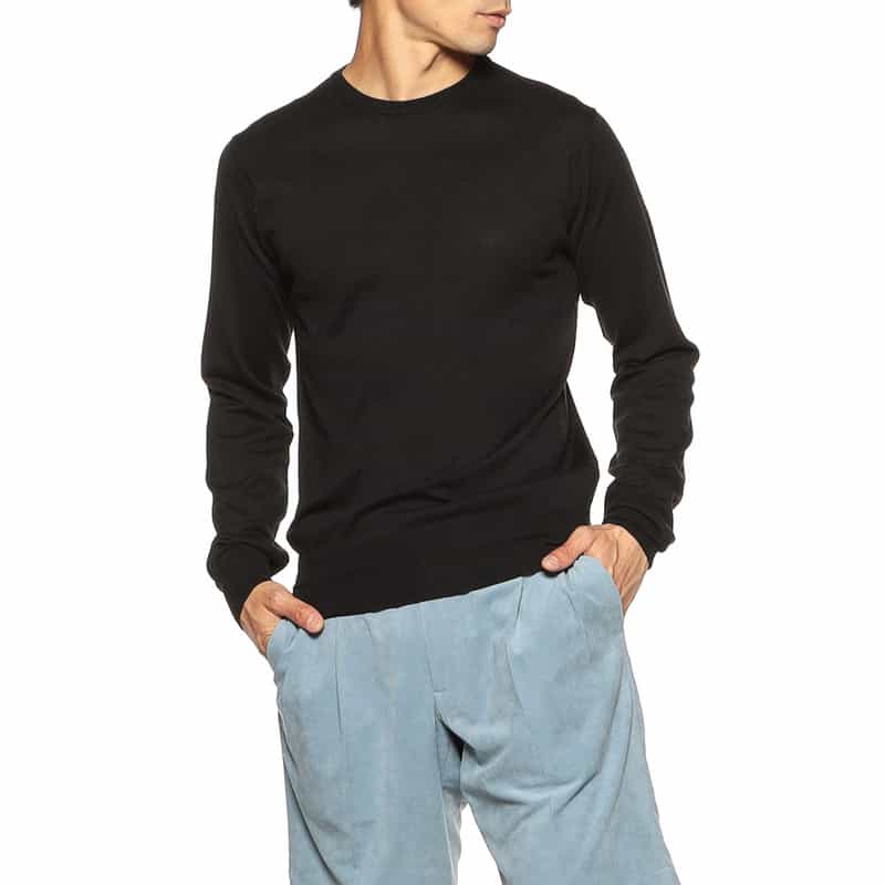 BARNEYS NEW YORK シルク×コットンニットプルオーバー BLACK