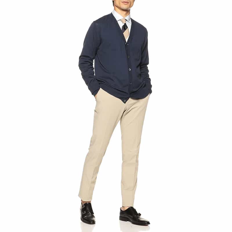 BARNEYS NEW YORK シルク×コットン Vネックニットカーディガン NAVY