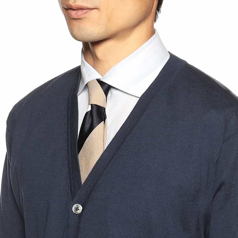BARNEYS NEW YORK シルク×コットン Vネックニットカーディガン NAVY