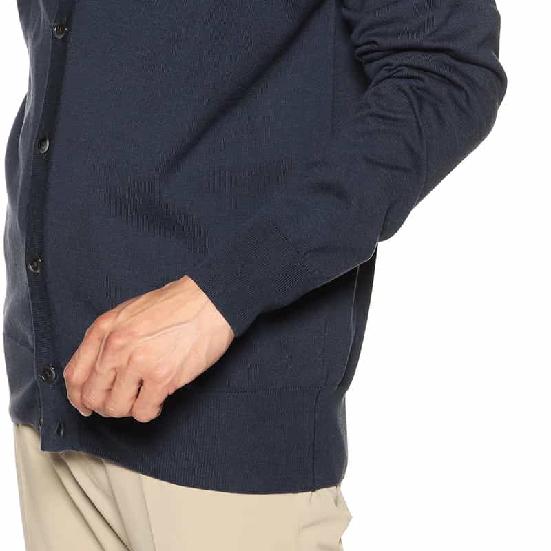 BARNEYS NEW YORK シルク×コットン Vネックニットカーディガン NAVY