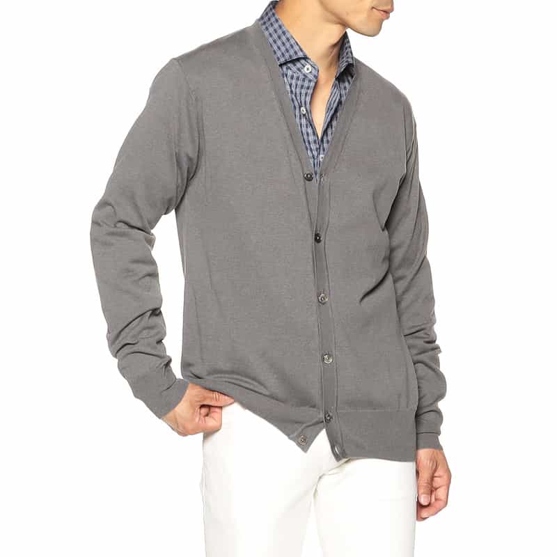 BARNEYS NEW YORK シルク×コットン Vネックニットカーディガン GRAY