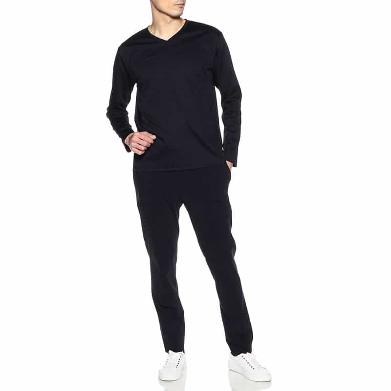 BARNEYS NEW YORK スムースVネックロングスリーブTシャツ NAVY