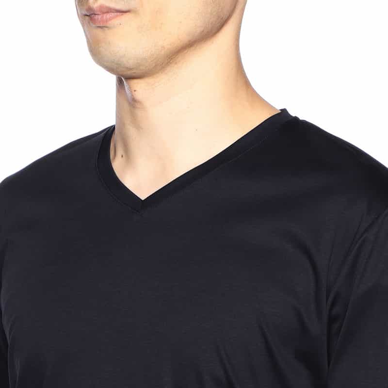 BARNEYS NEW YORK スムースVネックロングスリーブTシャツ NAVY