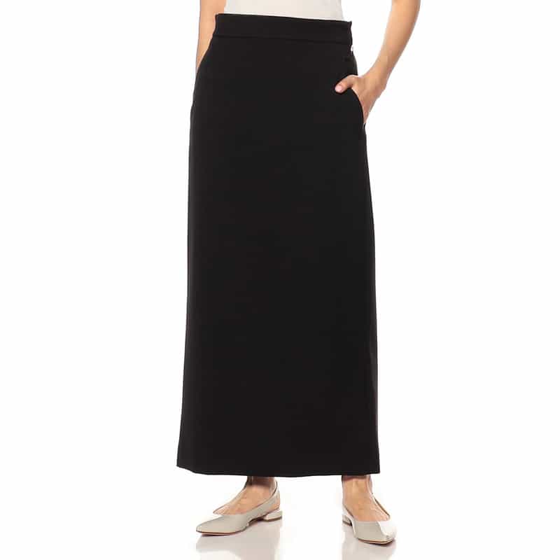 BARNEYS NEW YORK ウォッシャブルロングタイトスカート BLACK