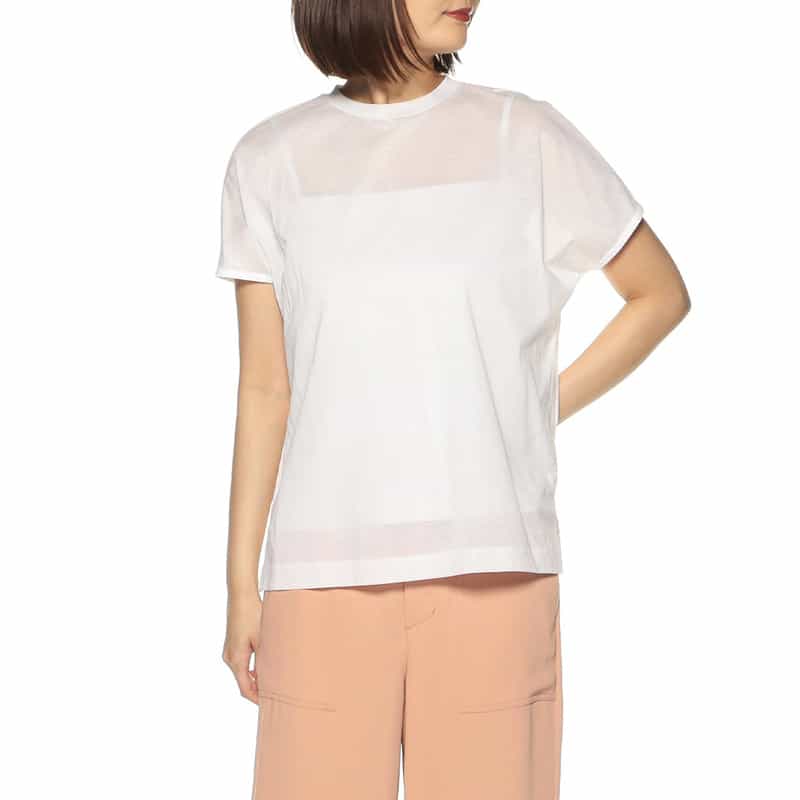 BARNEYS NEW YORK バックタックシアーカットソー（キャミソール付き） WHITE