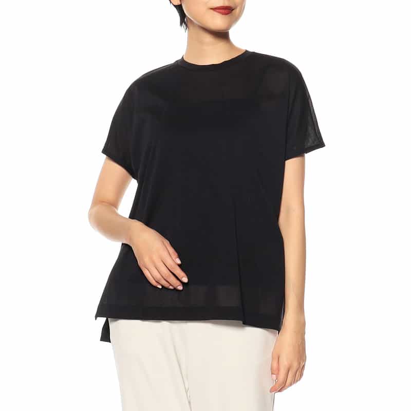 BARNEYS NEW YORK バックタックシアーカットソー（キャミソール付き） BLACK