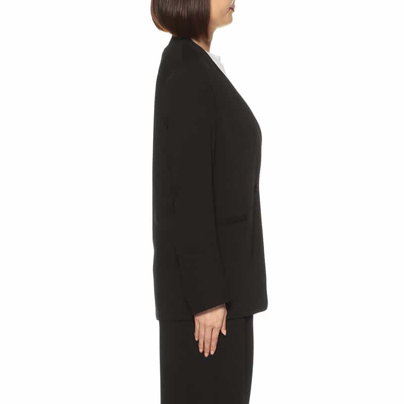 BARNEYS NEW YORK セットアップウォッシャブルノーカラージャケット BLACK