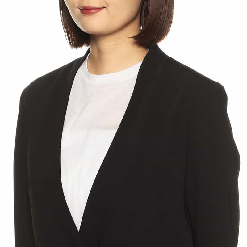 BARNEYS NEW YORK セットアップウォッシャブルノーカラージャケット BLACK