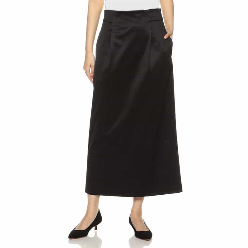 BARNEYS NEW YORK セットアップウォッシャブルシャイニージャージースカート BLACK