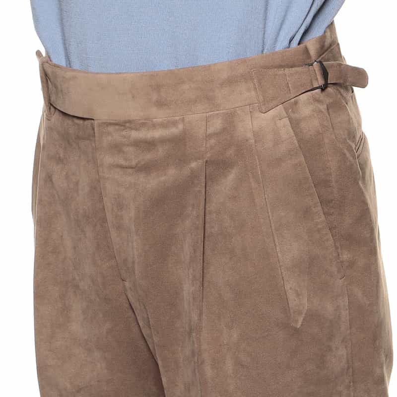 IGARASHI TROUSERS ウルトラスエードツータックショーツ BROWN