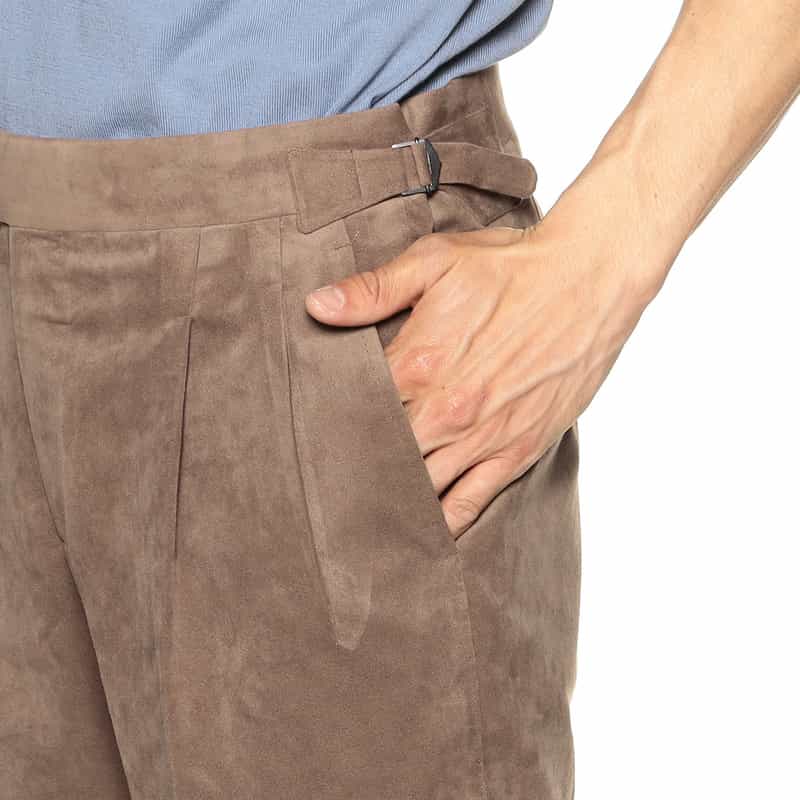 IGARASHI TROUSERS ウルトラスエードツータックショーツ BROWN
