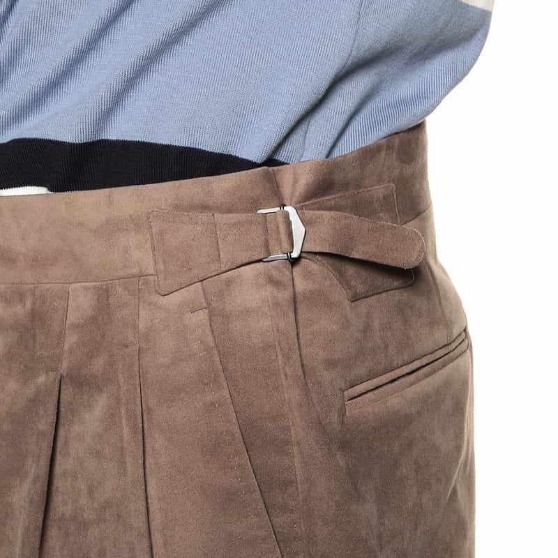 IGARASHI TROUSERS ウルトラスエードツータックショーツ BROWN