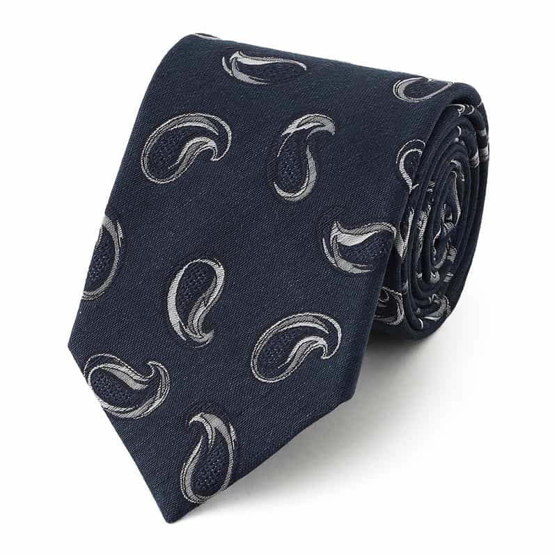 BARNEYS NEW YORK ペイズリー柄タイ NAVY