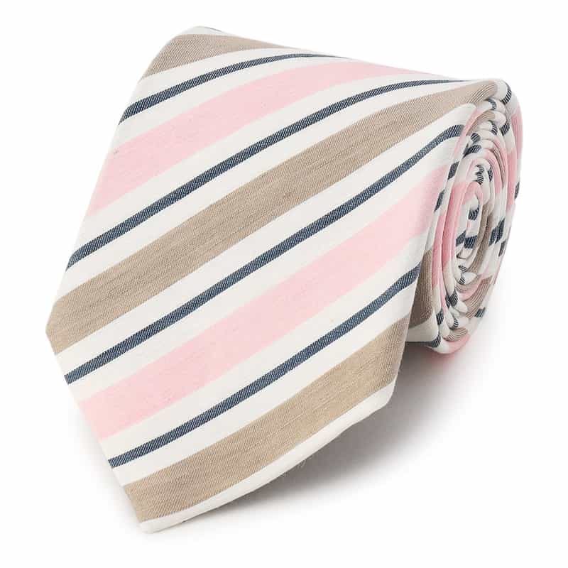 BARNEYS NEW YORK ストライプ柄タイ PINK