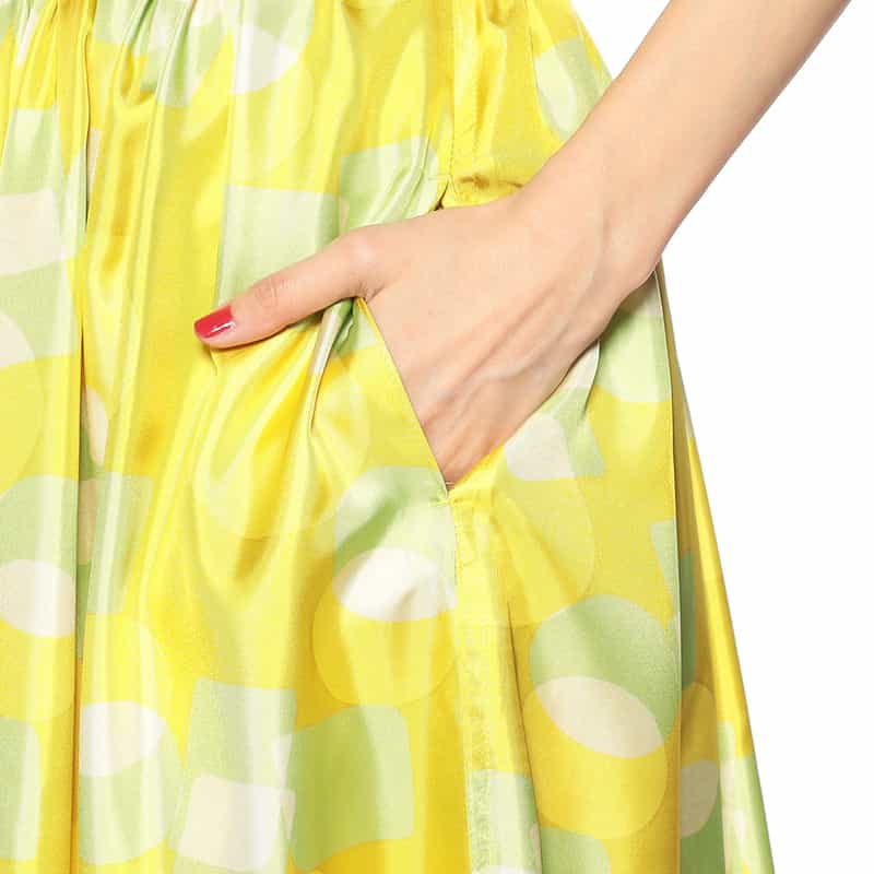 BARNEYS NEW YORK セットアップウォッシャブルジオメトリック柄プリントスカート YELLOW