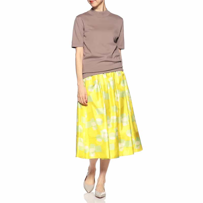 BARNEYS NEW YORK セットアップウォッシャブルジオメトリック柄プリントスカート YELLOW