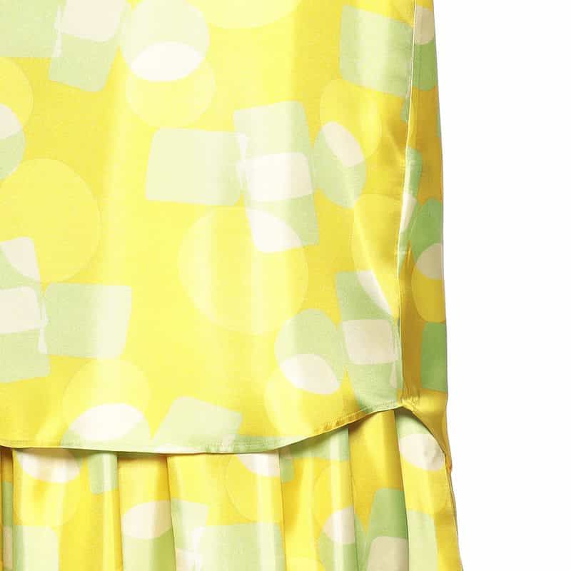 BARNEYS NEW YORK セットアップウォッシャブルジオメトリック柄プリントブラウス(ボウタイ付き) YELLOW