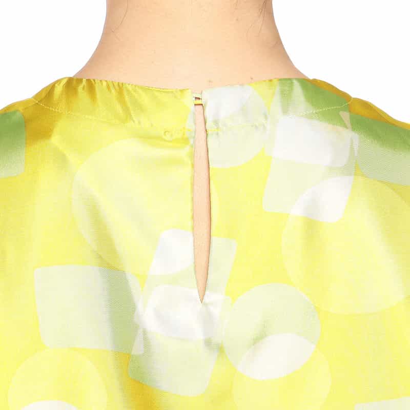 BARNEYS NEW YORK セットアップウォッシャブルジオメトリック柄プリントブラウス(ボウタイ付き) YELLOW