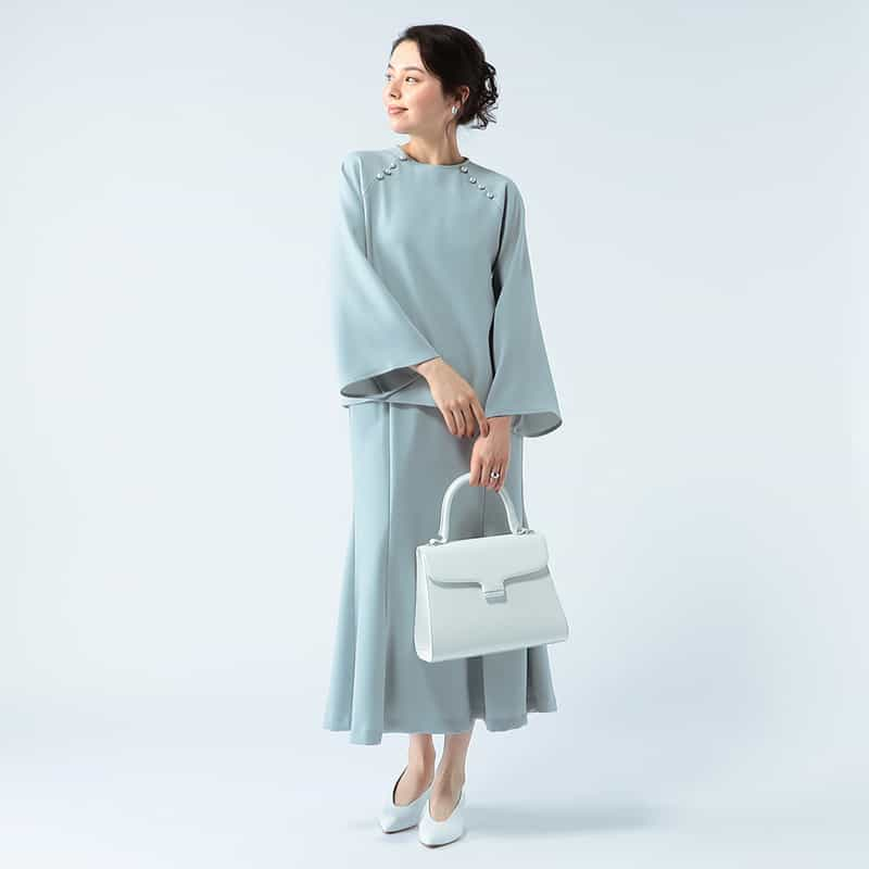 BARNEYS NEW YORK セットアップウォッシャブルマーメイドスカート LIGHT BLUE