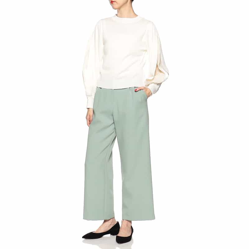 BARNEYS NEW YORK ウォッシャブルツイルワイドパンツ LIGHT BLUE