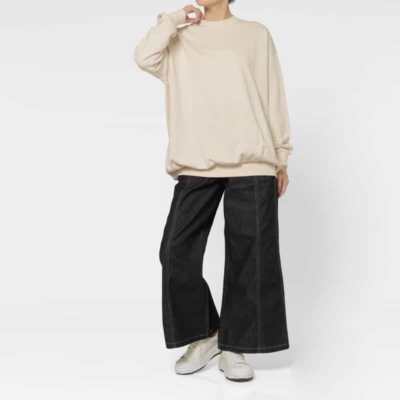 BARNEYS NEW YORK ウォッシャブル 裏毛素材ルーズシルエットプルオーバー BEIGE