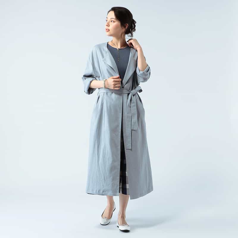 BARNEYS NEW YORK ベルテッドトッパーコート LIGHT BLUE