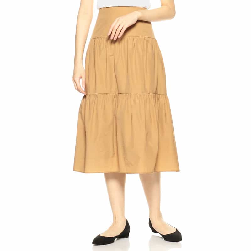 BARNEYS NEW YORK ウォッシャブルティアードスカート BEIGE