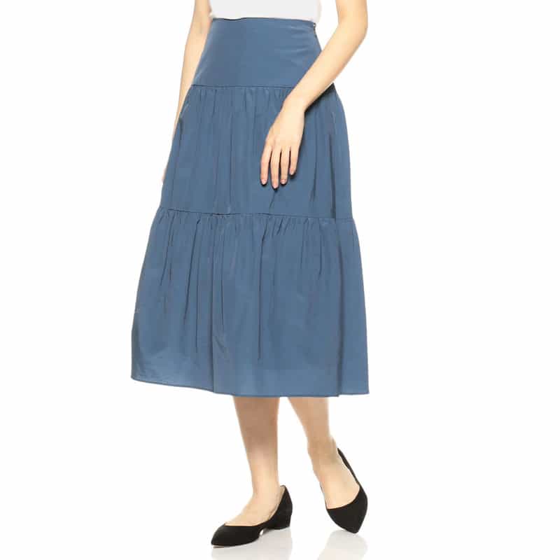 BARNEYS NEW YORK ウォッシャブルティアードスカート BLUE