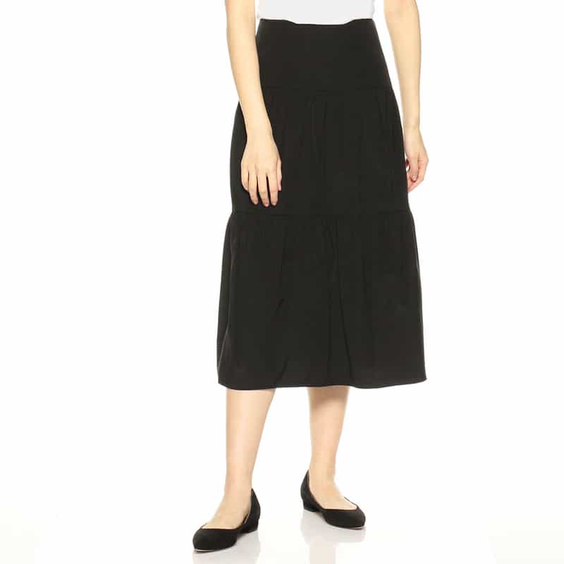 BARNEYS NEW YORK ウォッシャブルティアードスカート BLACK