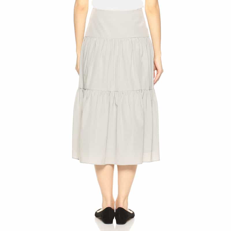 BARNEYS NEW YORK ウォッシャブルティアードスカート LIGHT GRAY