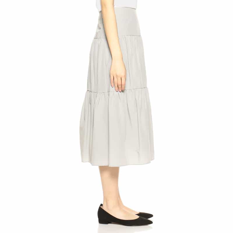 BARNEYS NEW YORK ウォッシャブルティアードスカート LIGHT GRAY