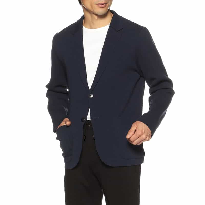 BARNEYS NEW YORK ミラノリブニットジャケット NAVY