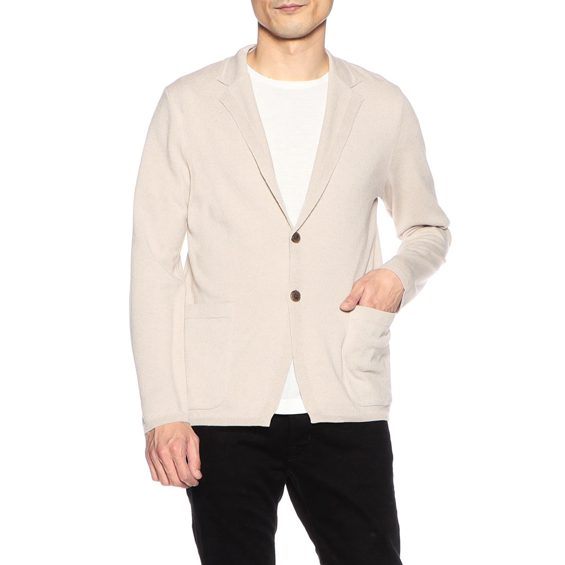 レーヨン×コットン×リネンニットジャケット