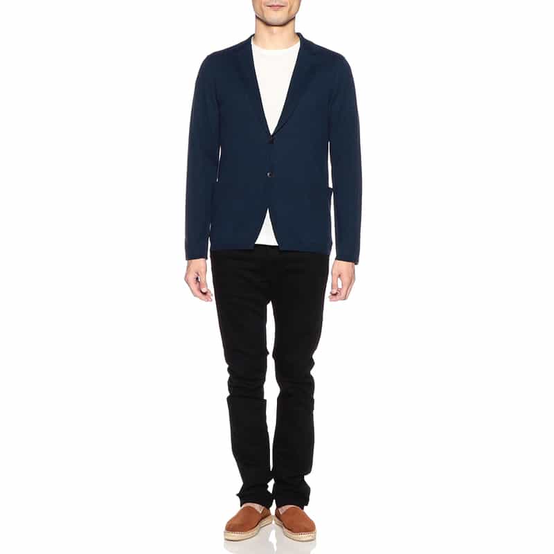 BARNEYS NEW YORK レーヨン×コットン×リネンニットジャケット NAVY