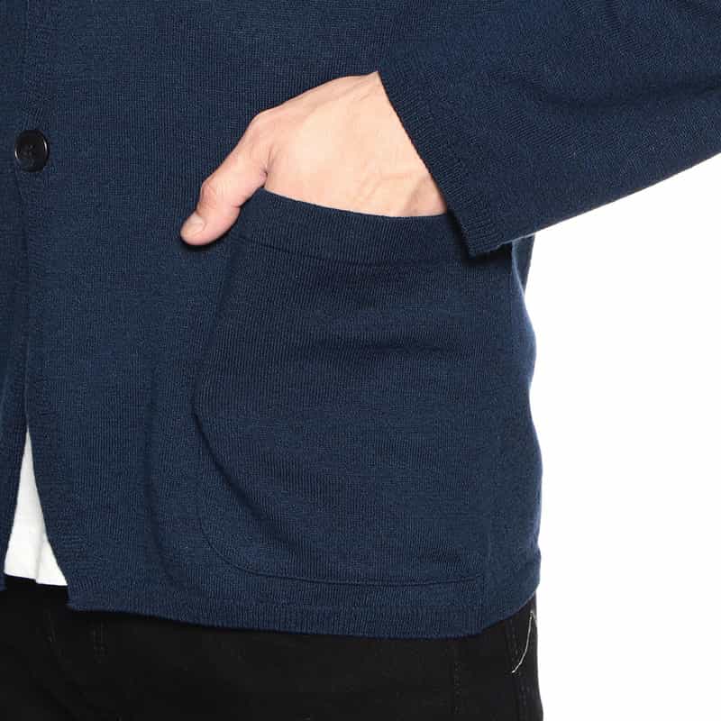 BARNEYS NEW YORK レーヨン×コットン×リネンニットジャケット NAVY