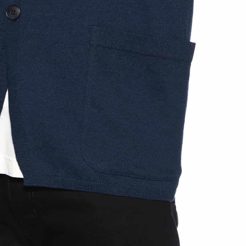 BARNEYS NEW YORK レーヨン×コットン×リネンニットジャケット NAVY