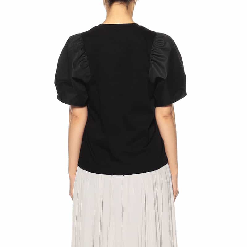 BARNEYS NEW YORK ウォッシャブルコンビネーションボリュームスリーブカットソー BLACK