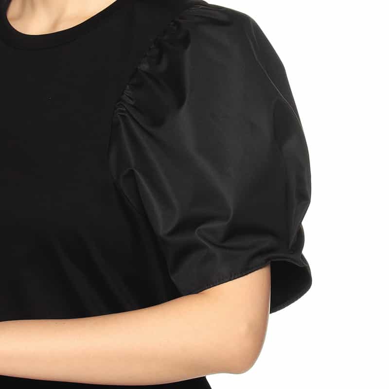 BARNEYS NEW YORK ウォッシャブルコンビネーションボリュームスリーブカットソー BLACK