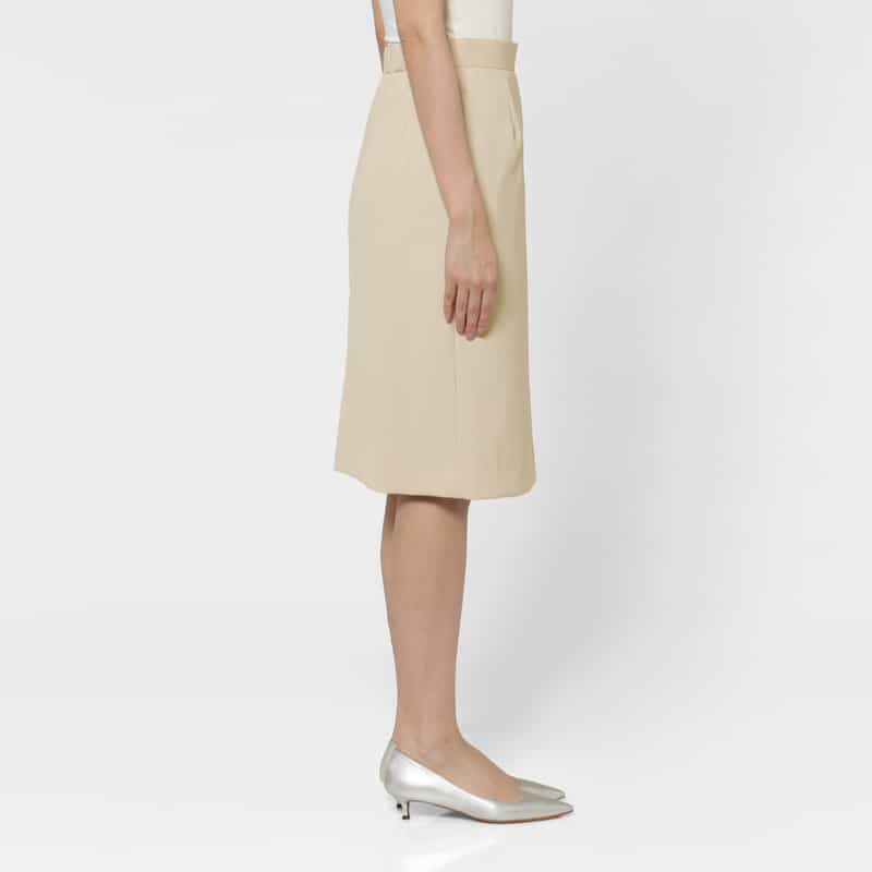 BARNEYS NEW YORK ダブルクロス素材Aラインスカート BEIGE