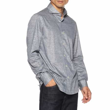 GUY ROVER 鹿の子 ジャージーコットンシャツ ネイビー メンズ XL GUY ROVER 鹿の子 ジャージーコットンシャツ ネイビー メンズ XL