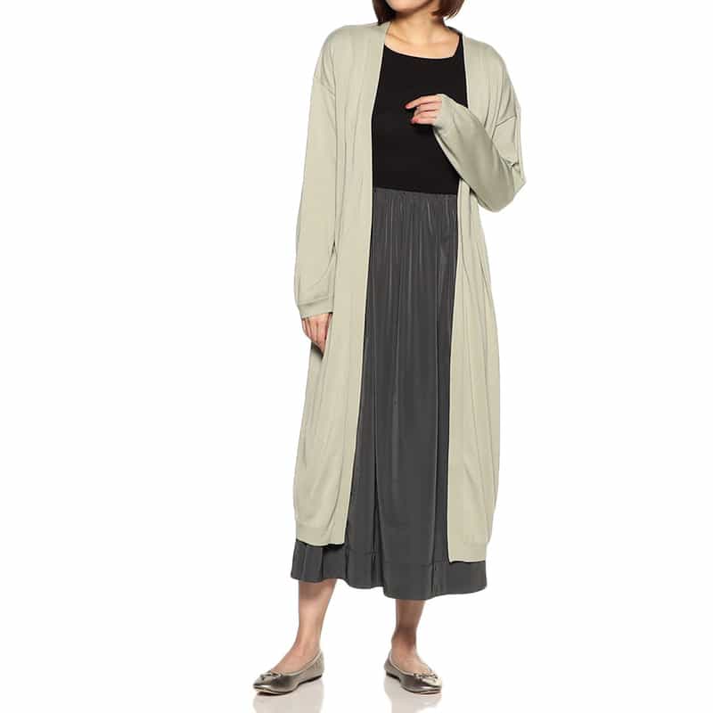 BARNEYS NEW YORK シルクコットンニットロングカーディガン LIGHT GREEN